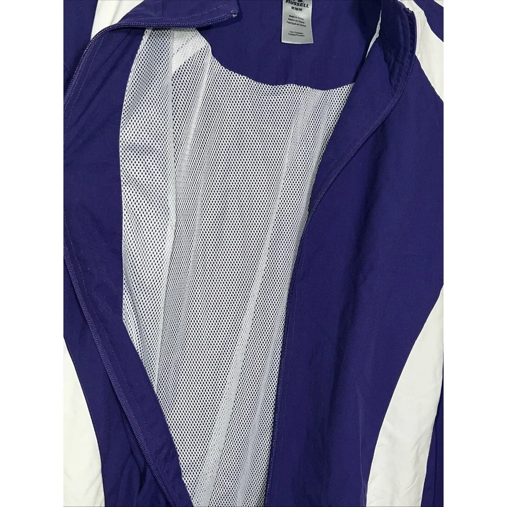 Vintage‎ Russel Men's Medium Full Zip Windbreaker. Purple & White ✅